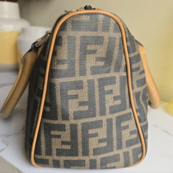 Vintage Fendi Zucca Brown Monogram Canvas Top Handle Boston Bag - Picture 7 of 16